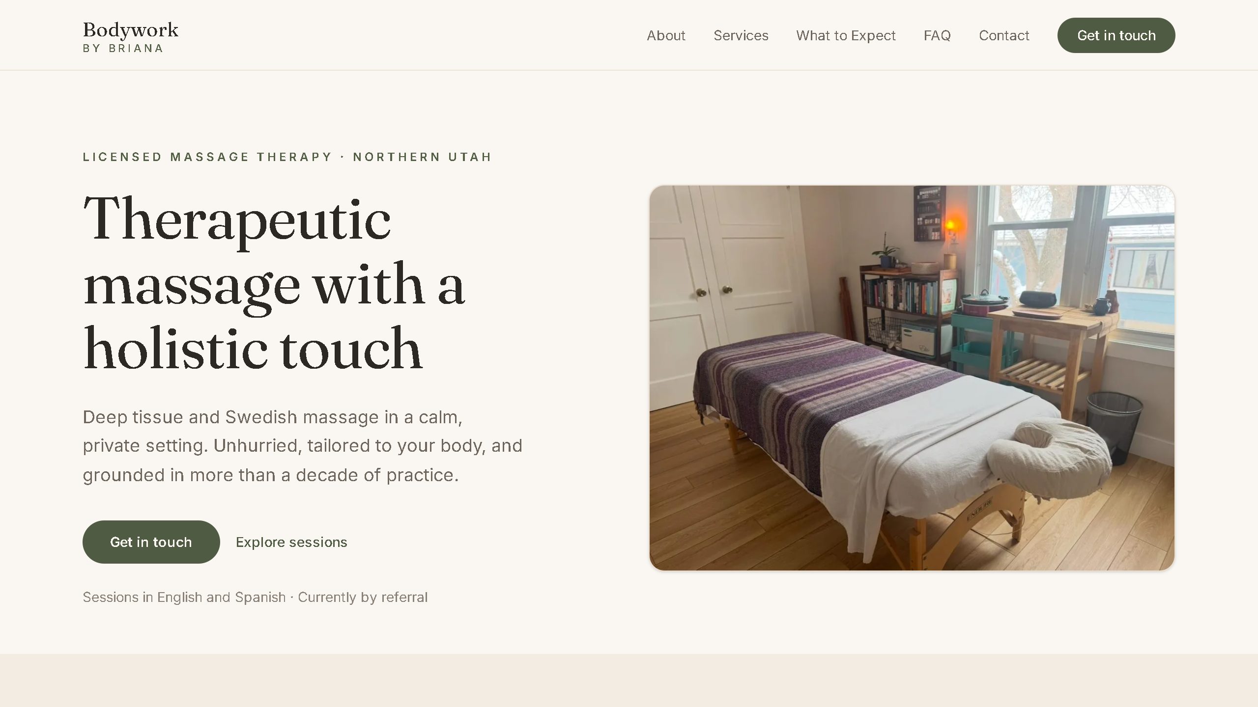 Bodywork by Briana website
